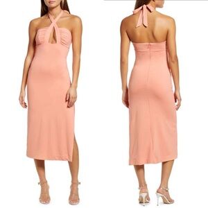 Bardot Peach Guilia Open Back Side Slit Cocktail Dress | S